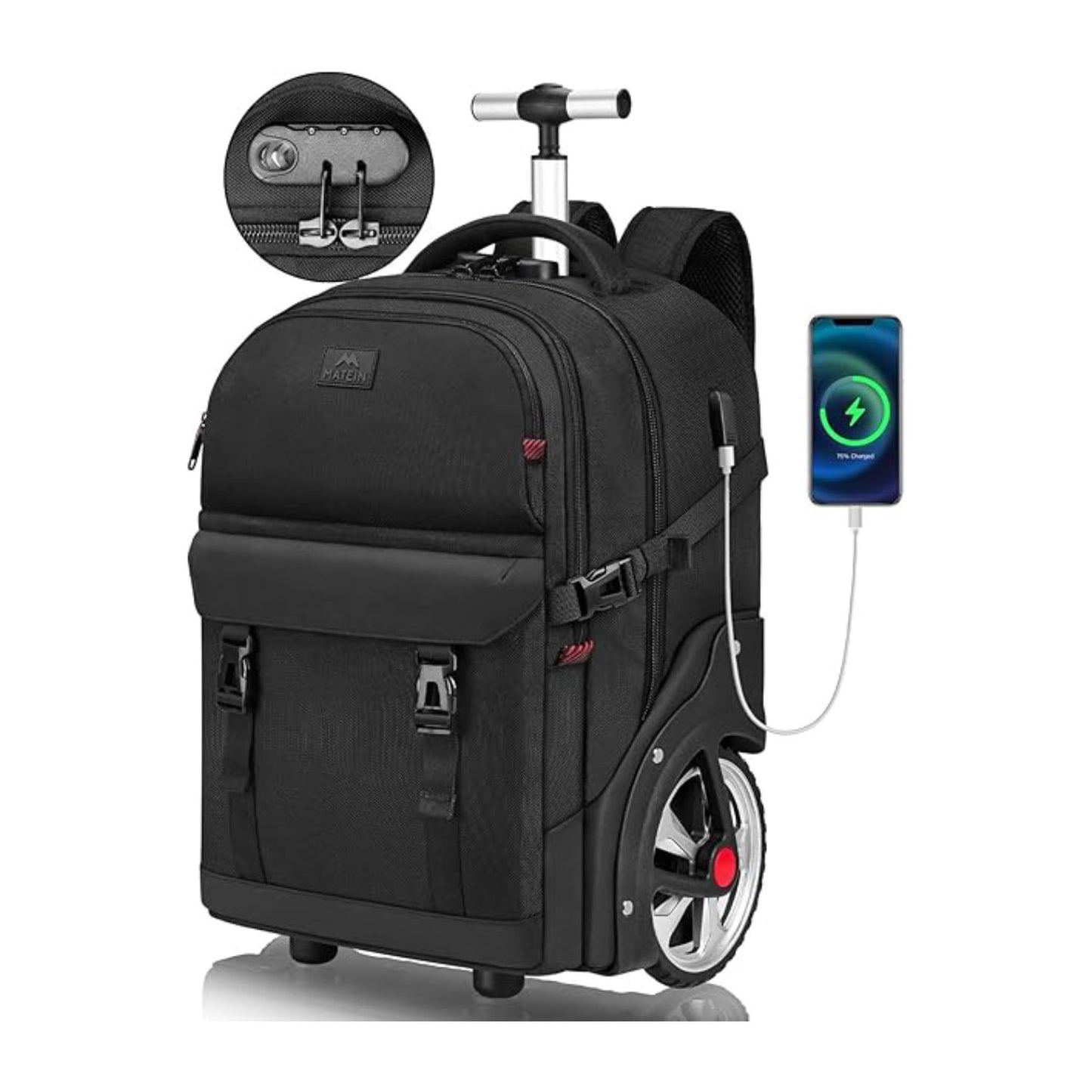 MATEIN Rolling Backpack with Combination Lock