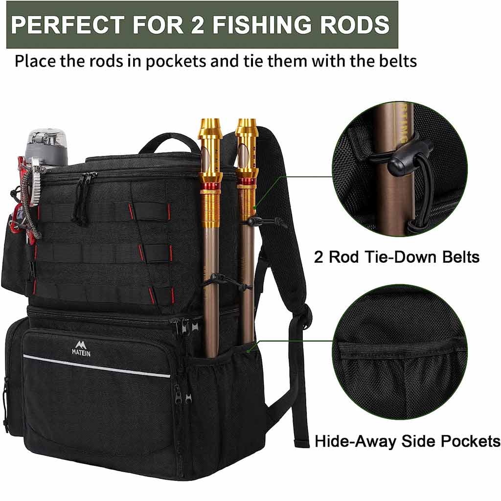 Thekuai Fishing Tackle Backpack Storage Bag Outdoor Shoulder Backpack  Waterproof Cross Body Sling Bag Fishing Gear Bag with Rod Holder (Black  Camo)
