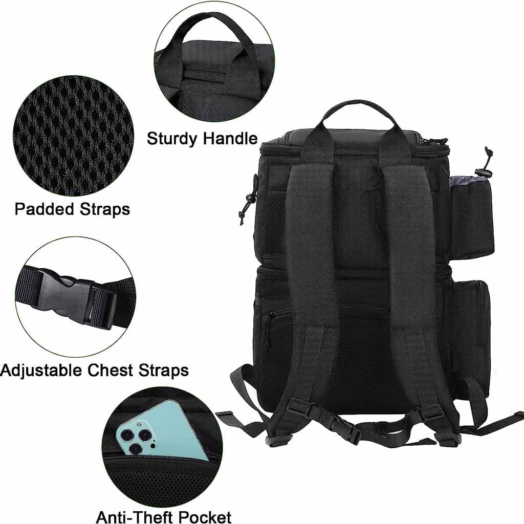 Pannow Cylindrical Fishing Tackle Backpack, Large Capacity Polyester  Fishing Bags Backpack with Rod Holder, Multifunctional Fishing Gear Bag,  Black,45