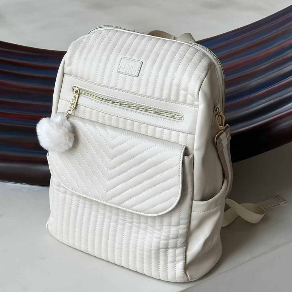 Michael Kors Slater Large Pebbled Leather Backpack in White | Lyst
