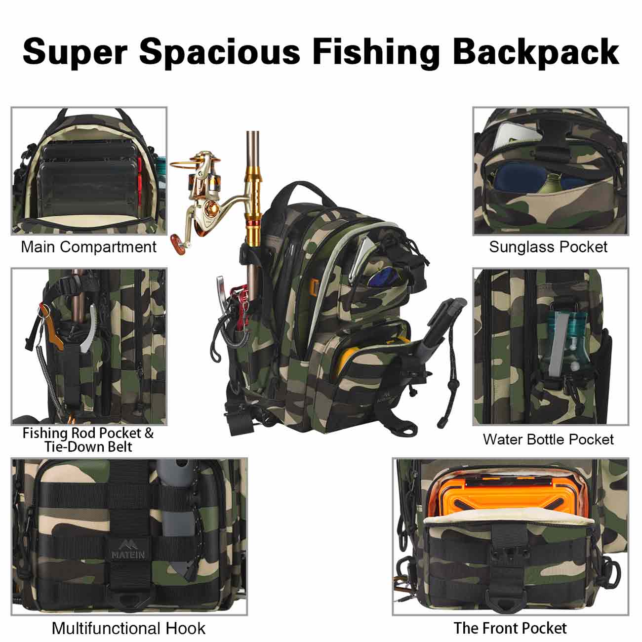 Fishing Backpack Tackle Bag, Fishing Backpack with Rod Holders Large  Storage Fishing Tackle Box Backpack, Fishing Rod Bag for Carrying Fishing  Gear