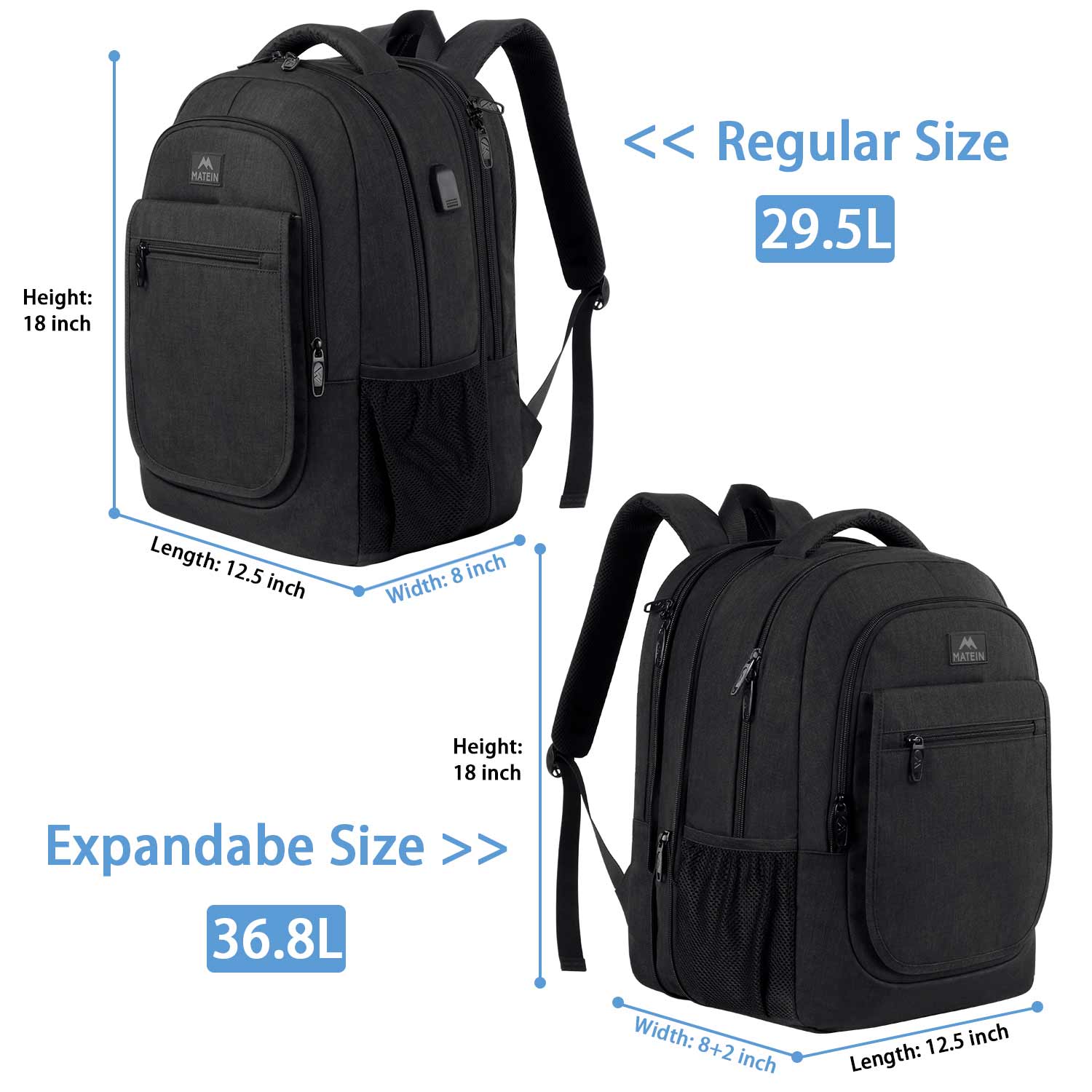 Travel College Laptop Backpack Bookbag Expandable Matein