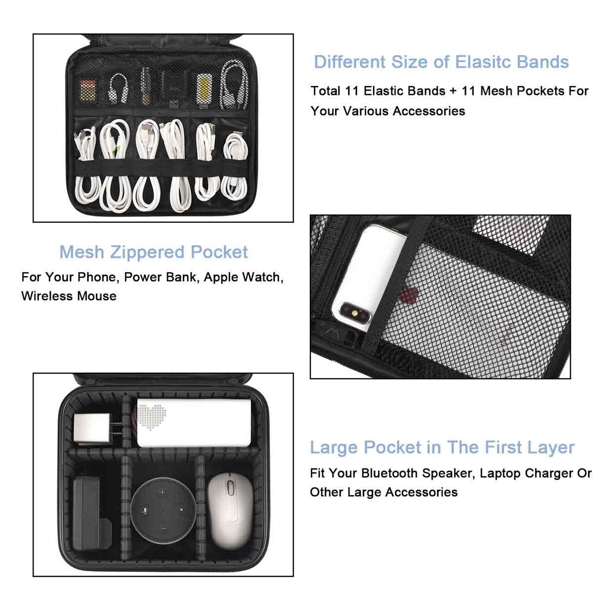 Electronics Travel Organizer Travel Cord Organizer Case Electronic  Accessories Waterproof Three Layers Electronic Organizer Case