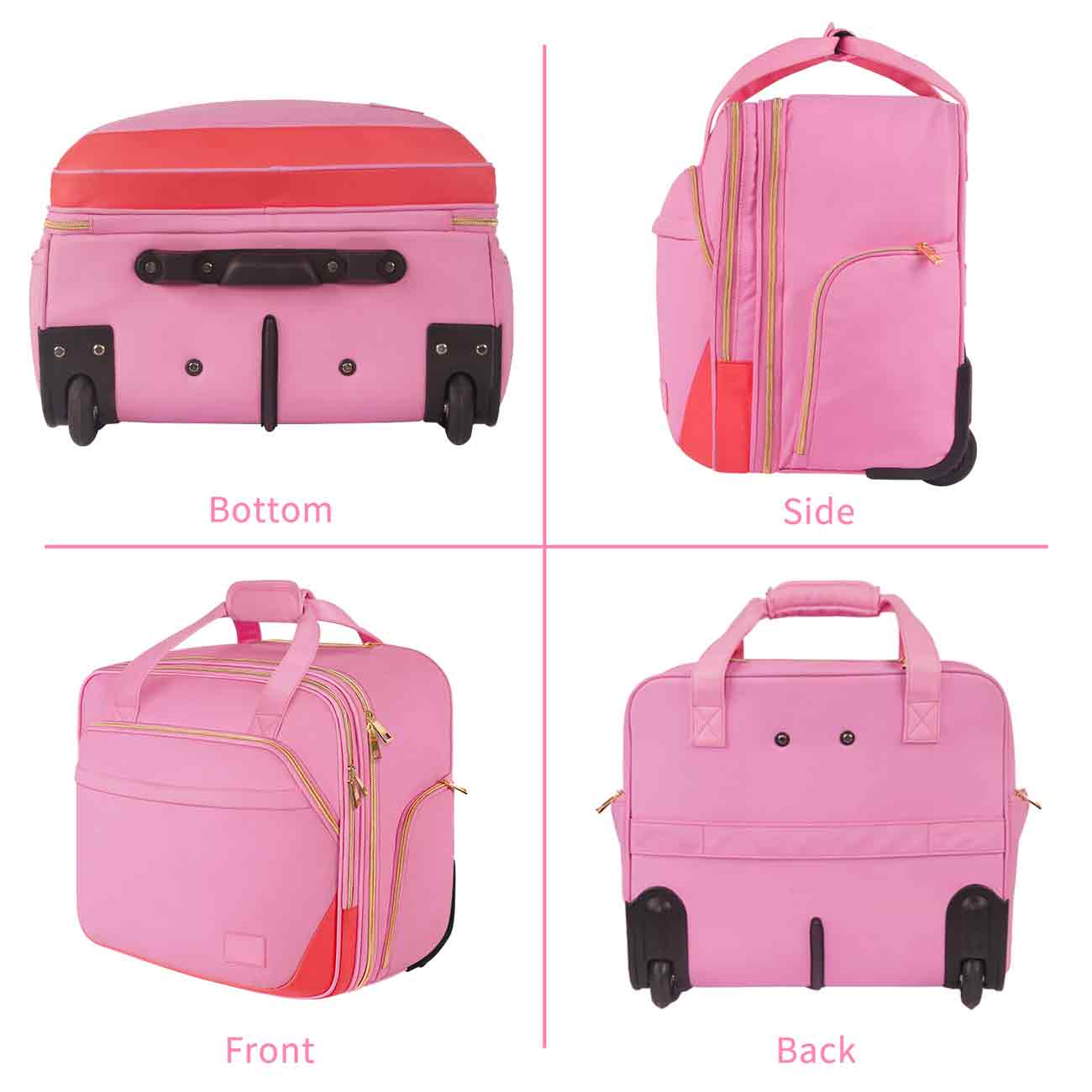 Matein 15.6" Laptop Bag Cute Pink/Black & White Striped Padded  RFID Bow Lightwei