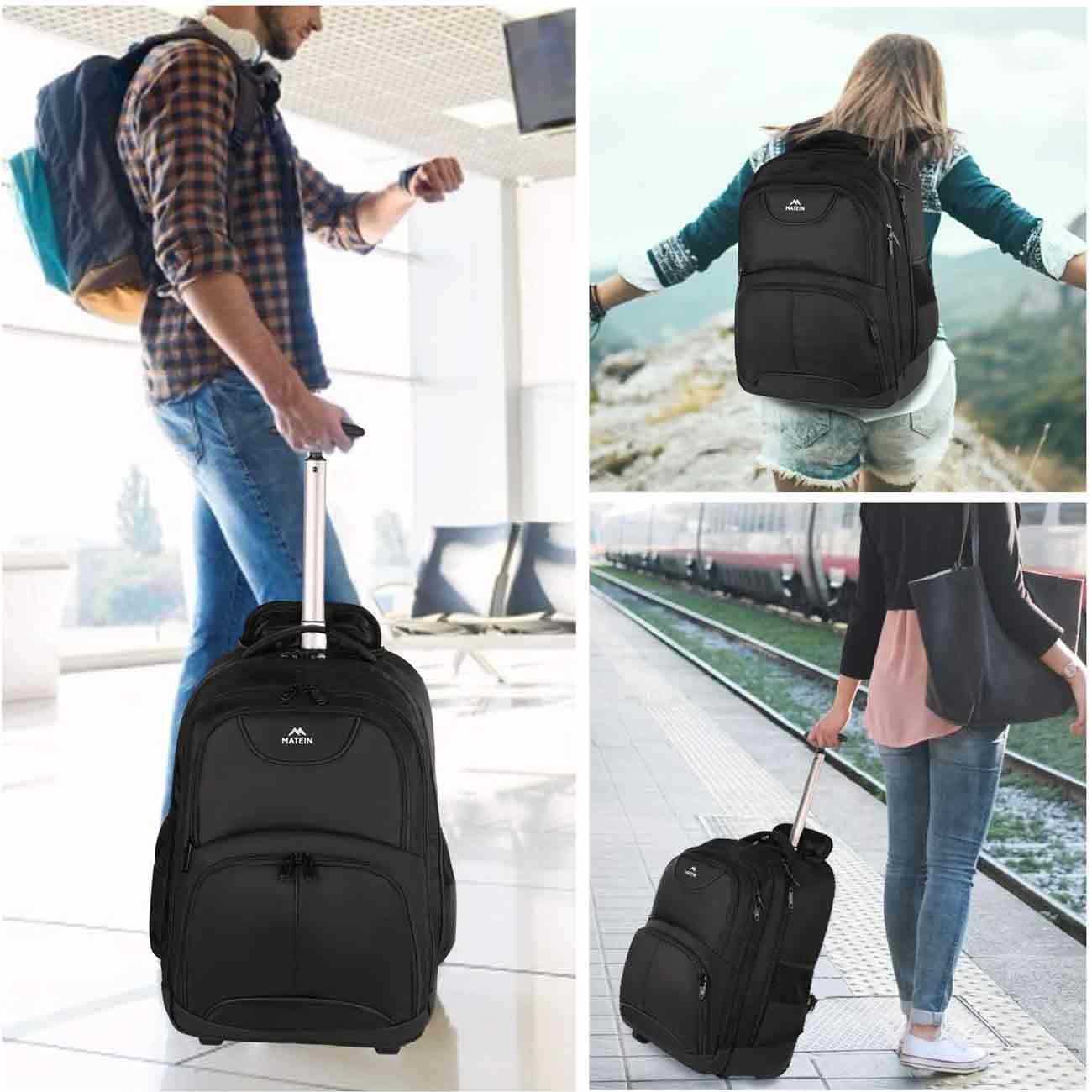 Matein Laptop Roller Bag with 3 Packing Cubes