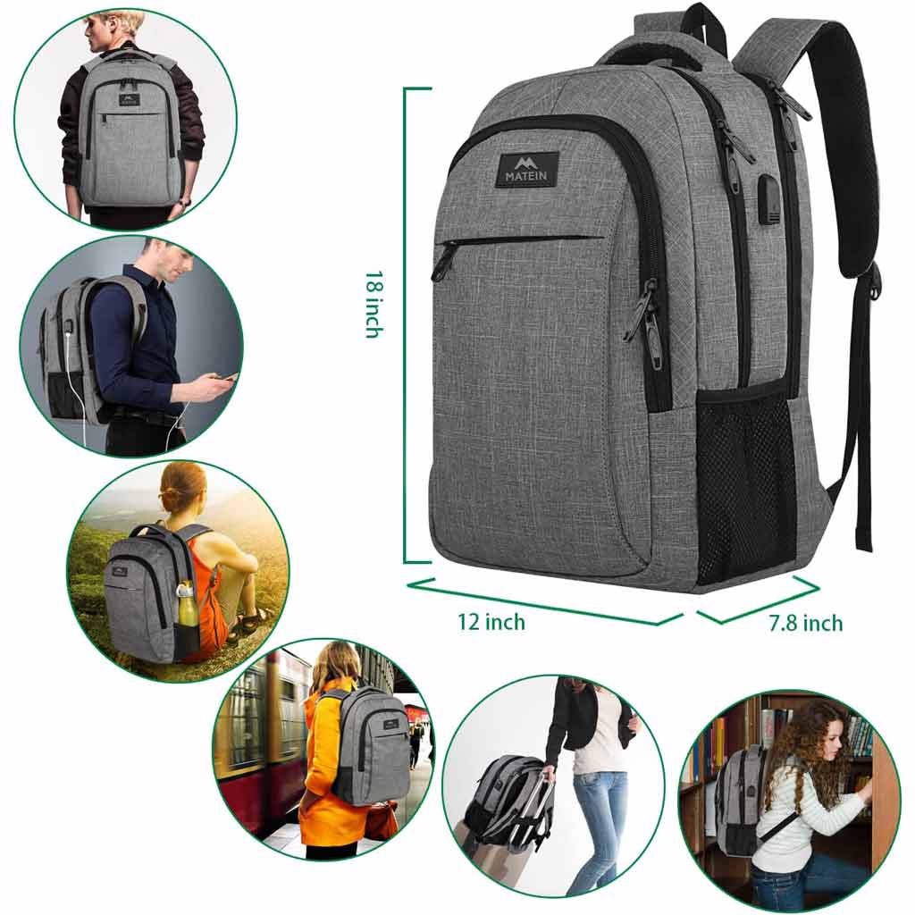18 inch Laptop Backpack with USB Charging Port for School Travel