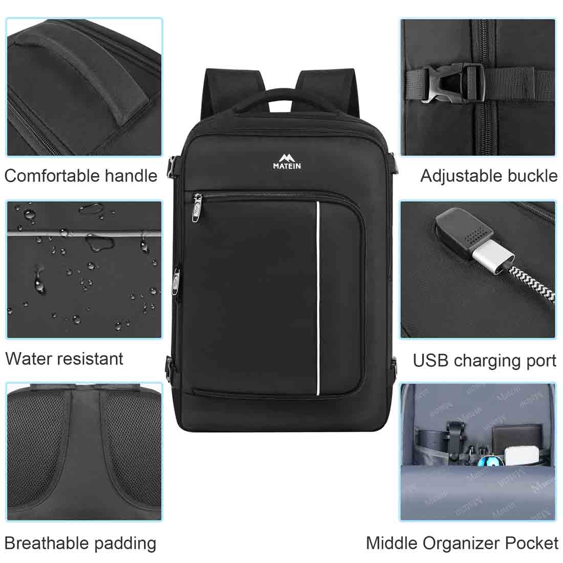 Matein Mlassic Travel Laptop Backpack with USB Charging Port