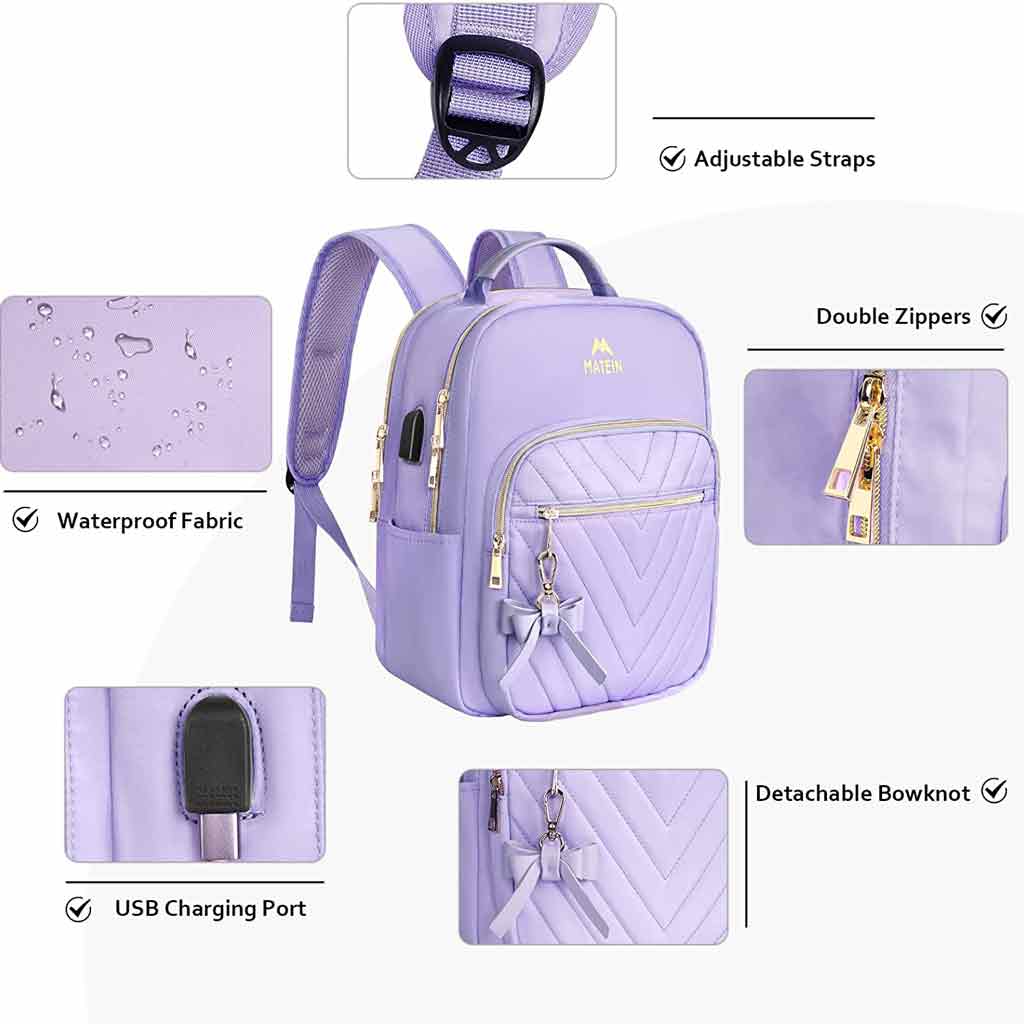 Mini Leather Backpack Purse 3 Pieces Set Girls/Women White – VividVogue