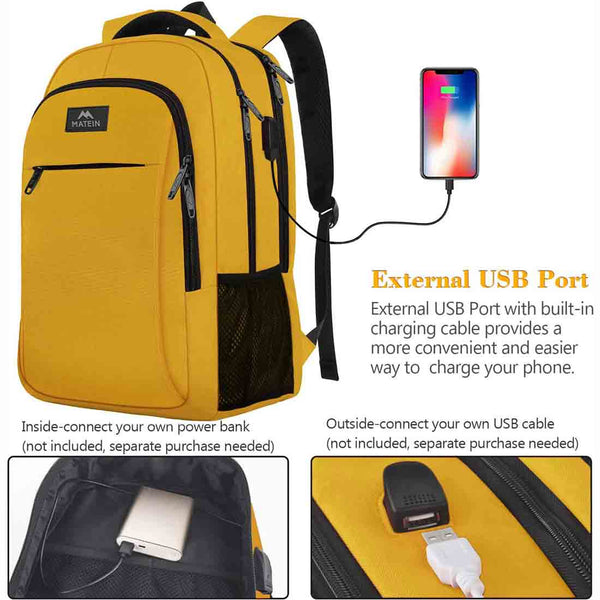 Matein Yellow Large School Backpack